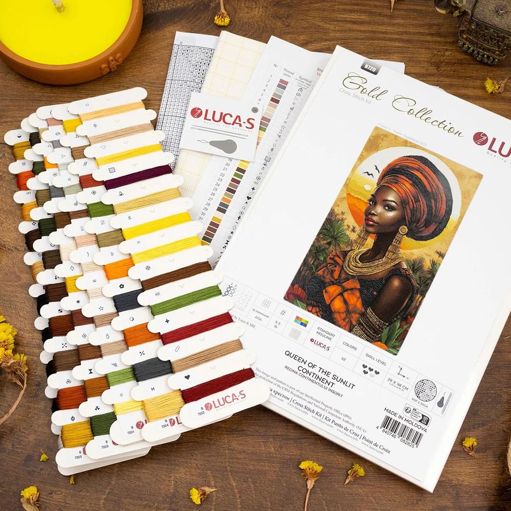 Набор для вышивания нитками Luca-S, Королева залитого солнцем континента, 29х48см