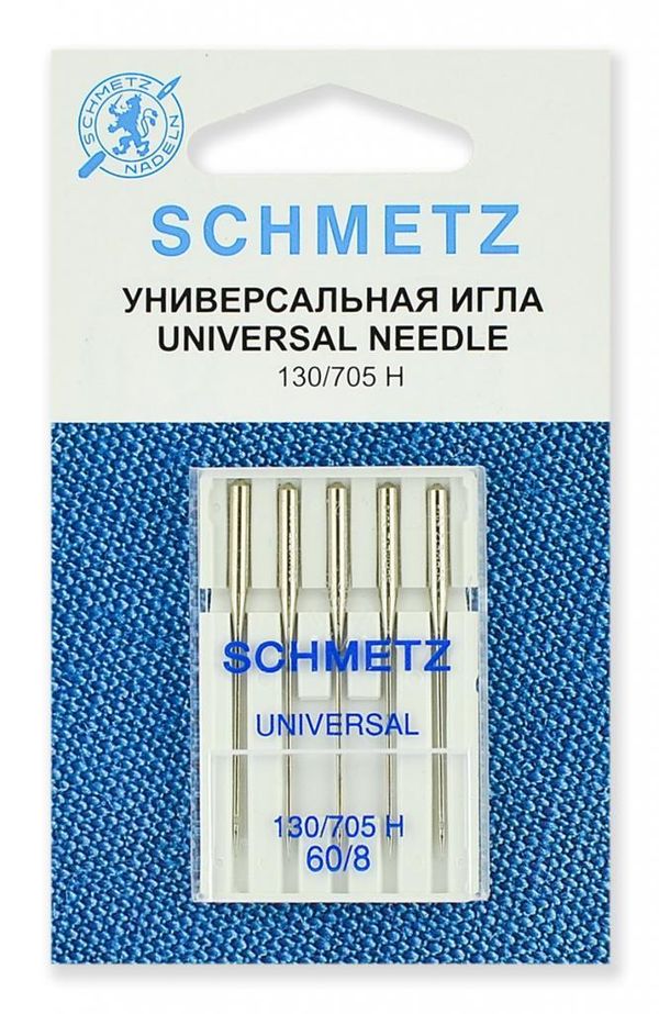 Иглы для швейных машин базовые универсальные 130/705 H, №60, (10 упак по 5 игл), 22:15.2.VAS, SCHMETZ
