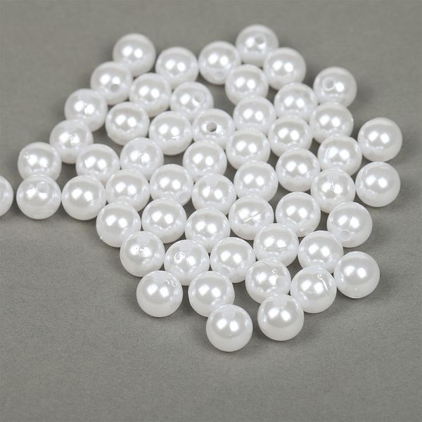 Бусины пластик (перламутр) ⌀12 мм, цв.033 белоснежный, уп.500г (530 шт), Magic4Hobby