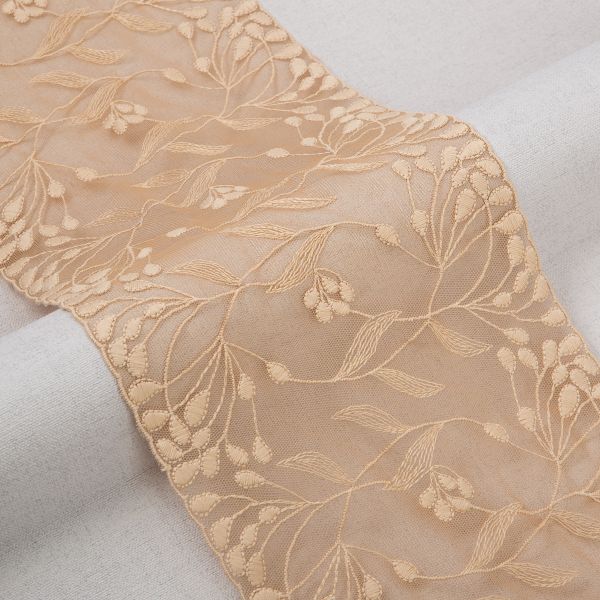 Кружево эластичное (стрейч) на сетке 170 мм / 10 м, ±0.2 Турция, натуральный, Gamma GKME-17002