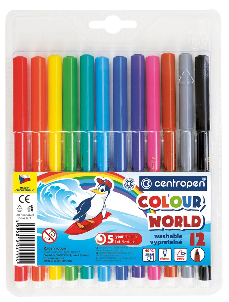 Набор цветных фломастеров COLOUR WORLD TP 7550/12 12 цв, 7550/12, Centropen 7550/12