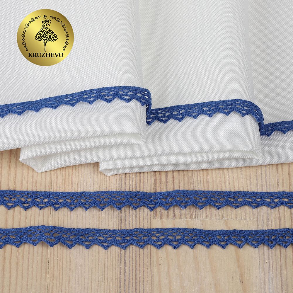 Кружево вязаное (тесьма) 10 мм / 10 метров, 5036.37 цв.37 синий, 10 м, Kruzhevo