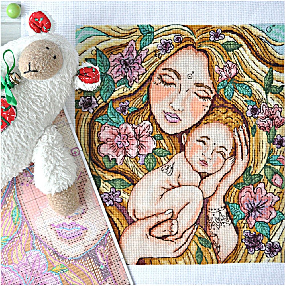 Набор для вышивания нитками Сделай своими руками, Мамина любовь, 19.5х22.5 см