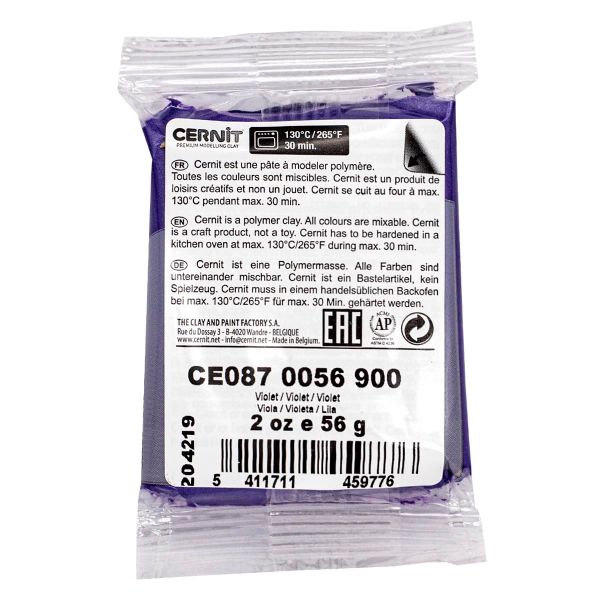 Полимерная глина Cernit Metallic запекаемая, имитация металла 56 гр, 900 фиолетовый