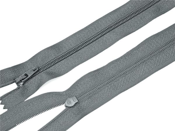 Молния спираль (витая) (цв.SBS) брючная Т3 (3 мм) 1 зам., н/раз., 20 см, автомат, S-243 серый, уп.5000 шт