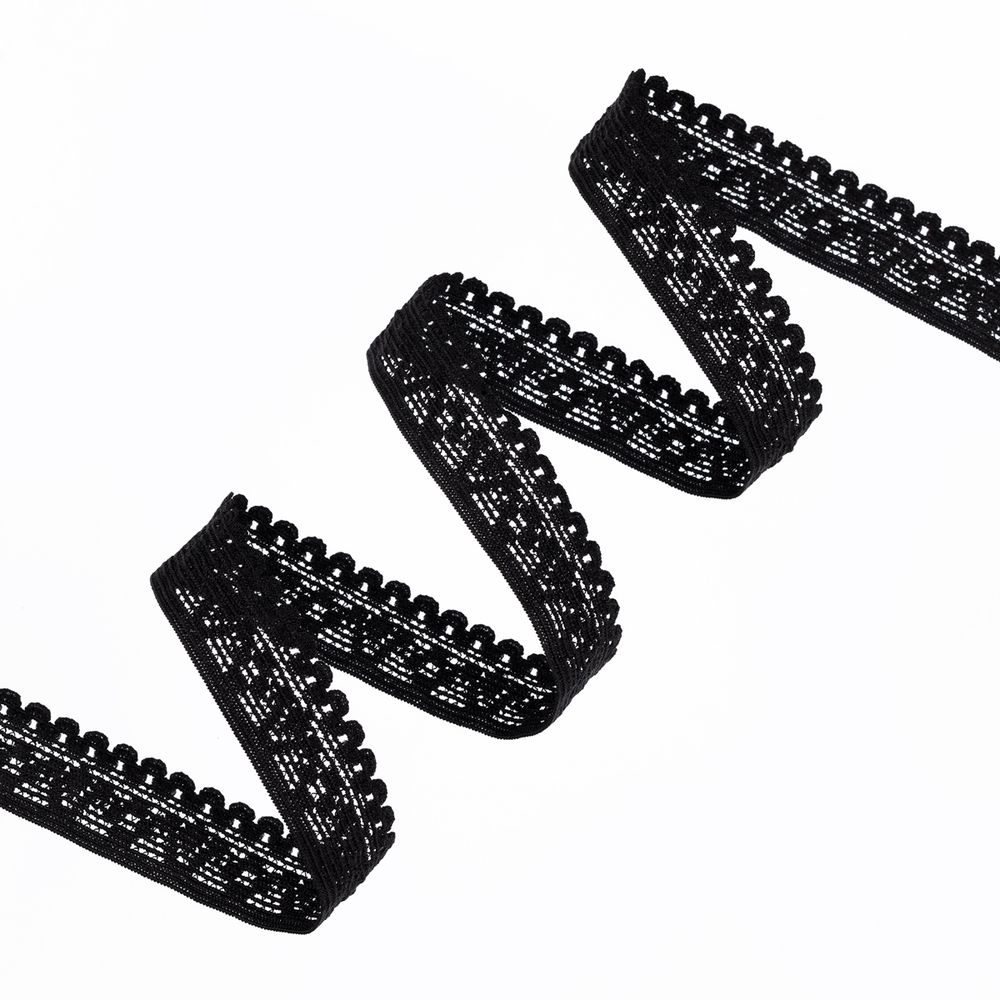 Резинка бельевая (ажурная) 12.0 мм / 25 метров, черный-1, Blitz DT-01