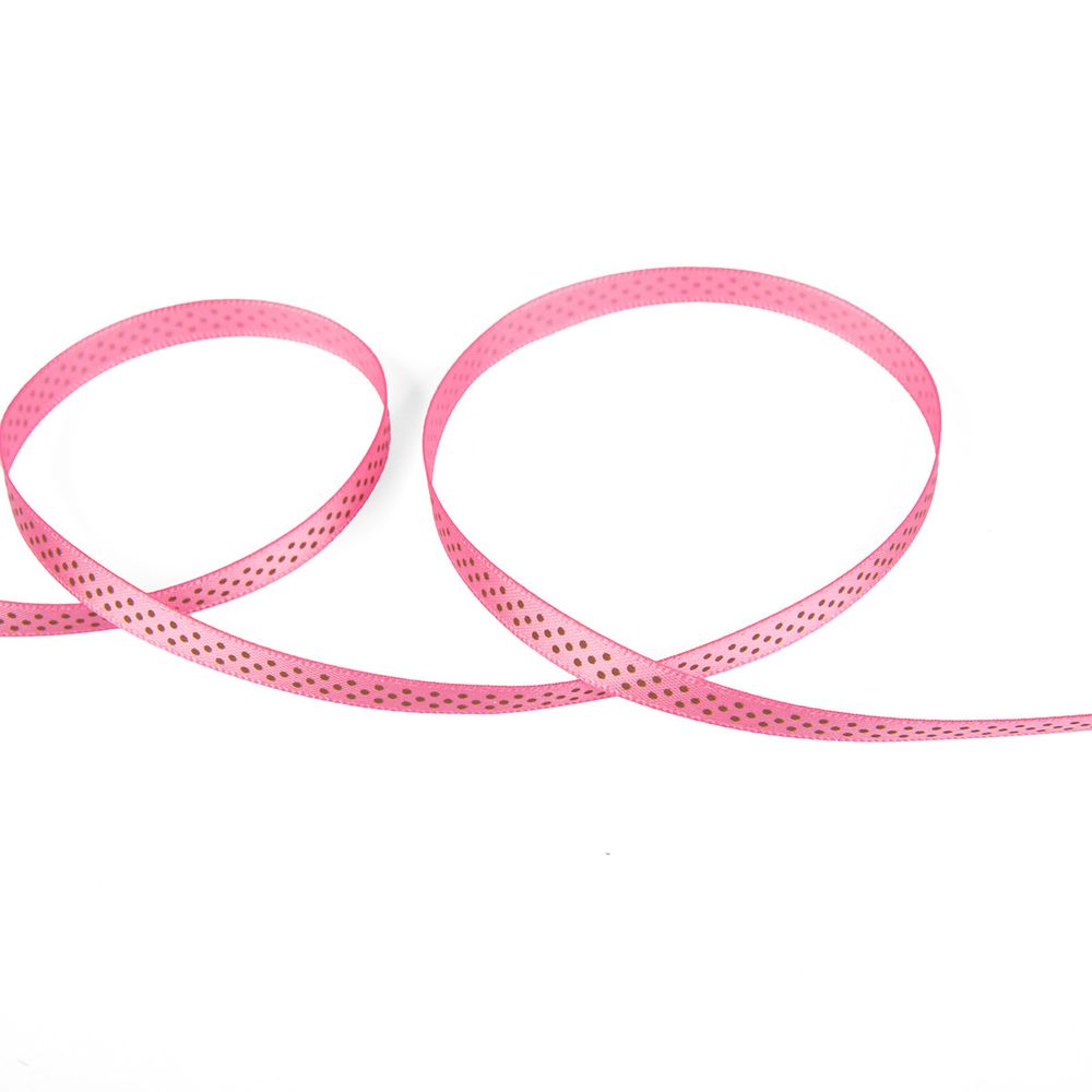 Лента атласная с рисунком _6.0 мм / 22.8 метров, D6/067 точки/св.розовый, Gamma ALP-061