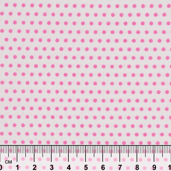 Ткань для пэчворка Peppy Бабушкин сундучок, рулон 112 см / 5 метров, БС-05 кр.горох белый/яр.розовый, Peppy