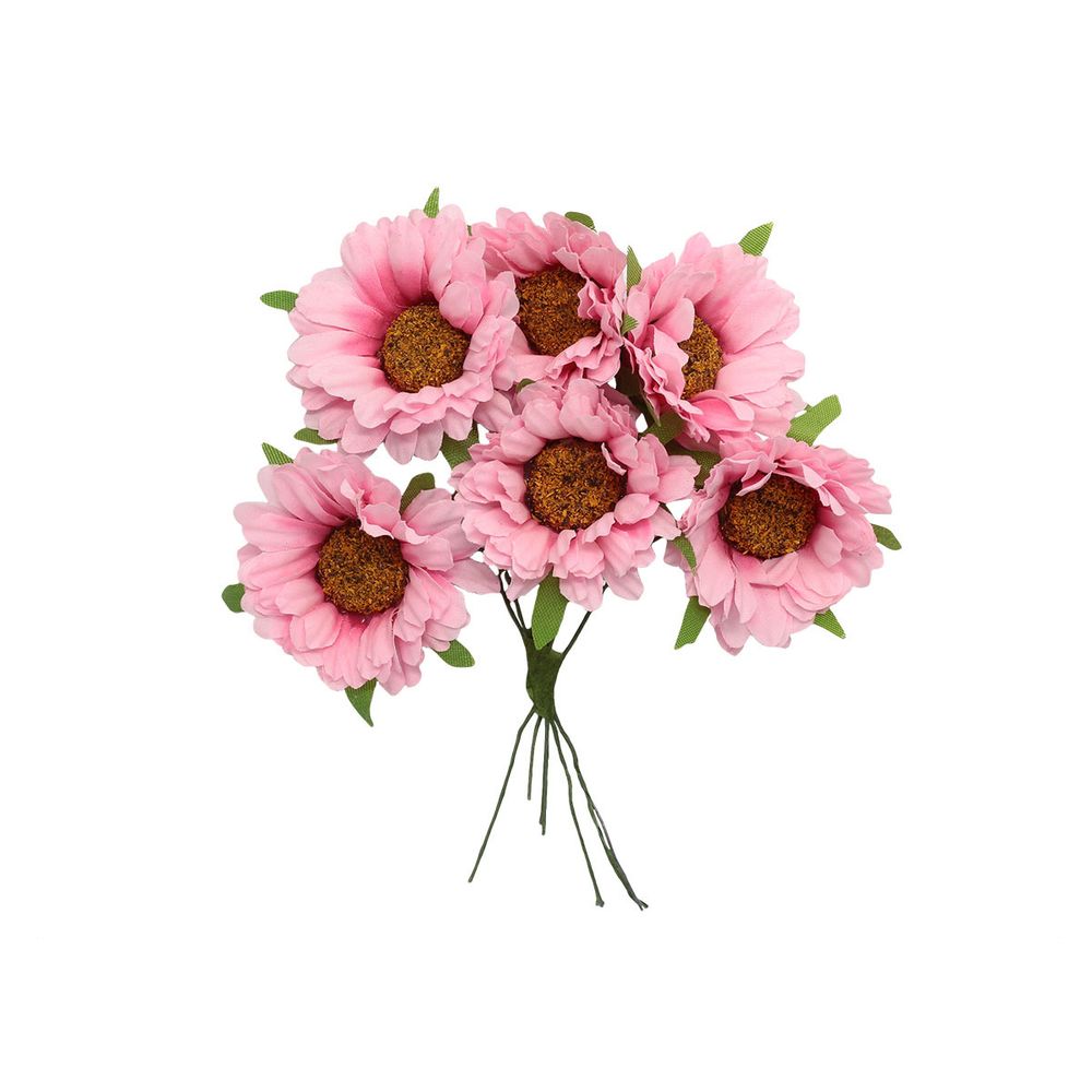 Цветы искусственные декоративные 6см, 6 шт в упак, розовый