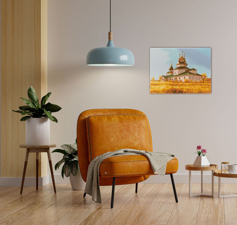 Алмазная (кристальная) мозаика Фрея ALPD-165, на подрамнике Храм Серафима Саровского, 40х30 см