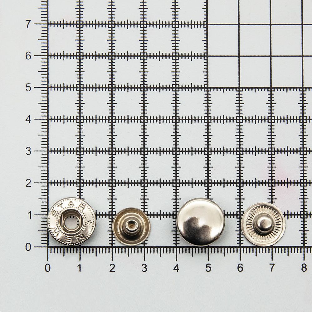 Кнопка Альфа (S-образная) ⌀15.0 мм, ≈72 шт, СТАЛЬ, никель, NEW STAR