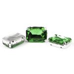 Хрустальные стразы в цапах прямоугольные (серебро) изумрудный 13х18мм, 3 штук Astra&Craft, ПЦ007НН1318