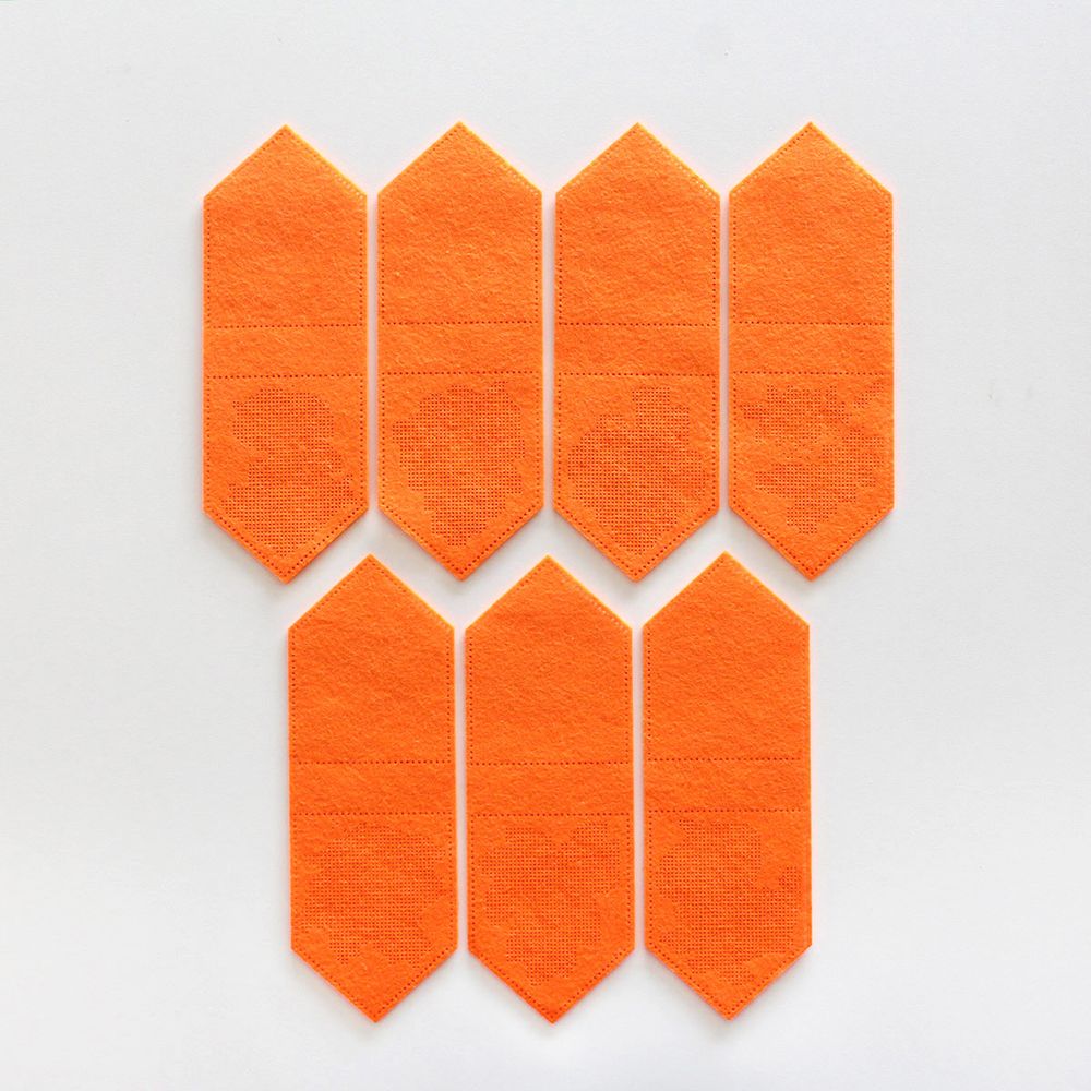 Набор для вышивания нитками МП Студия, на фетре Осенняя гирлянда оранжевая (7 флажков) 13х11см