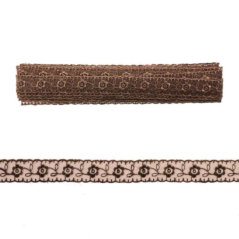 Кружево капроновое 22 мм / 13.71м 0574-1003, цв.A754 коричневый