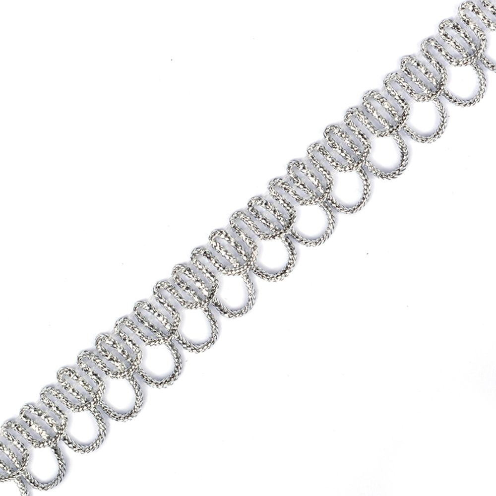 Тесьма отделочная 12 мм, 9600, цв.серебро уп.22.85м