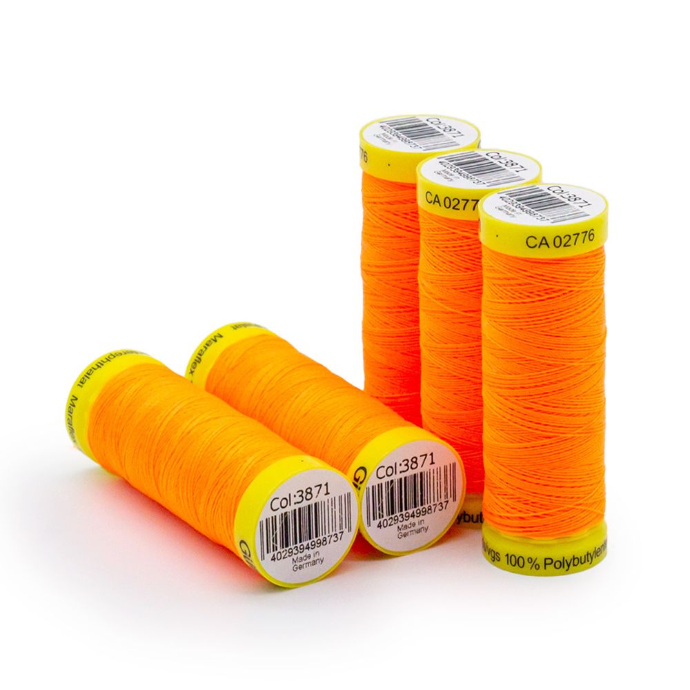 Нитки для трикотажа Gutermann Maraflex, 150м, 3871 неоновый оранжевый, 5 катушек