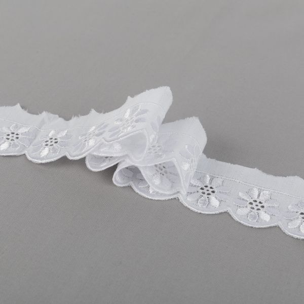 Кружево шитьё 35 мм / 9±0.2 метров, Турция, белый, Gamma GYEM-35-950