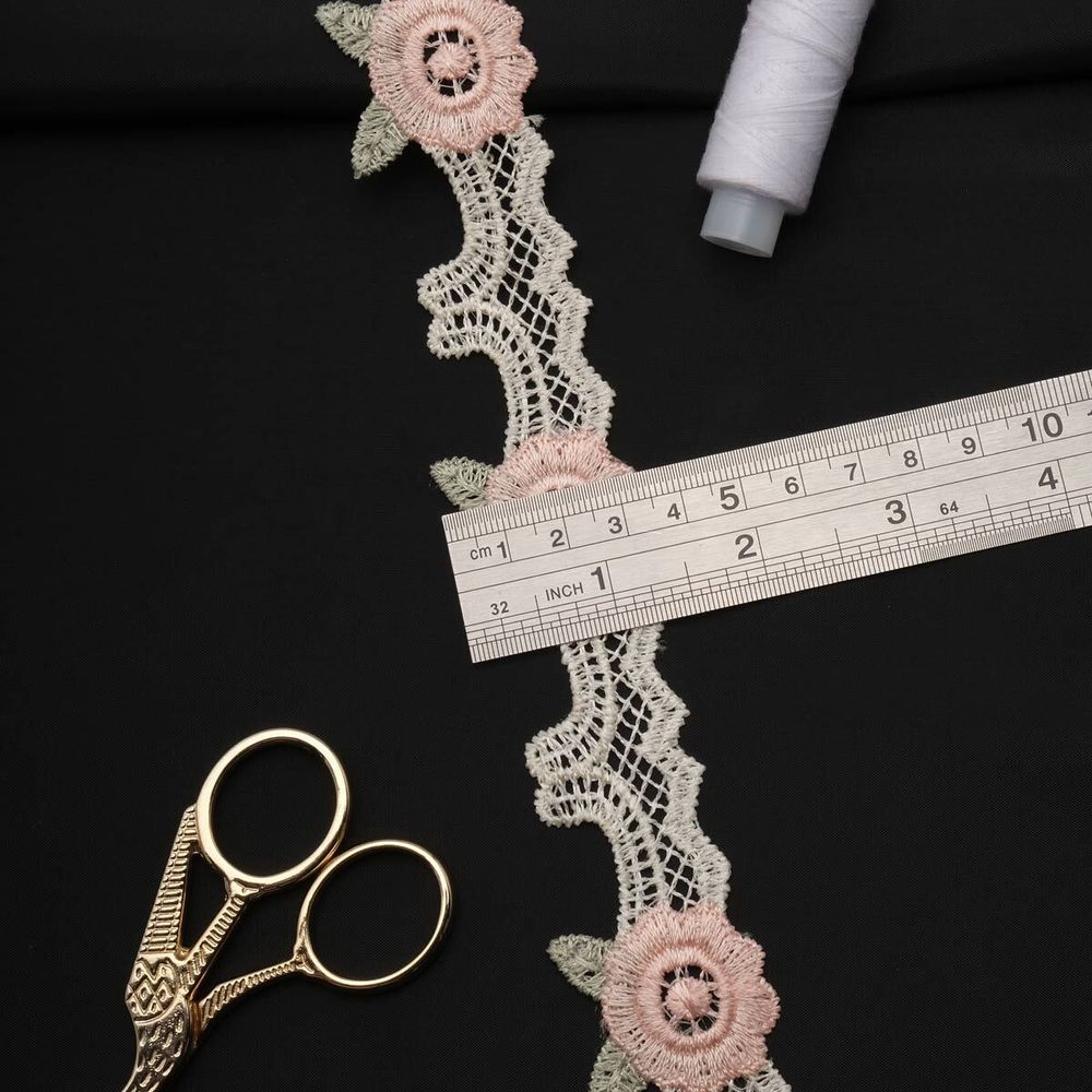 Кружево гипюр (плетёное) 35 мм / 13.7 метров, (интерьерное) розовый, 3AR2338