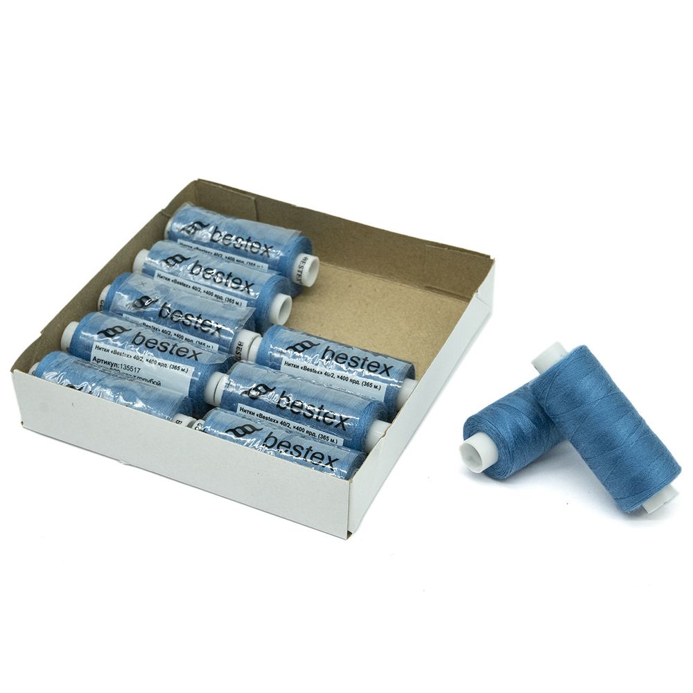 Нитки швейные бытовые Bestex 40/2, 365 м (400 ярд) / 10 кат., 322 джинсовый