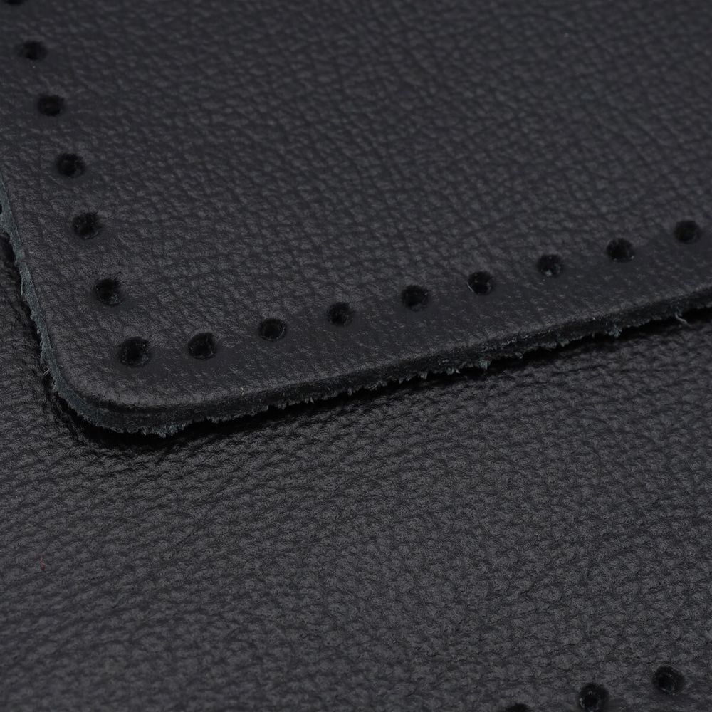 Заплатки пришивные из кожи, прямоугольник 6х9,6см с перфорацией, 2 шт, 100% кожа, 01 черный, 9113