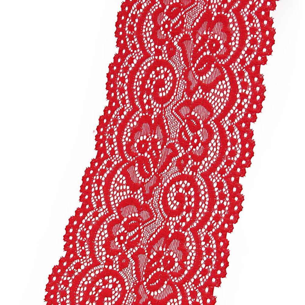 Кружево эластичное (стрейч) 100 мм / 13.71 метров, C820 красный