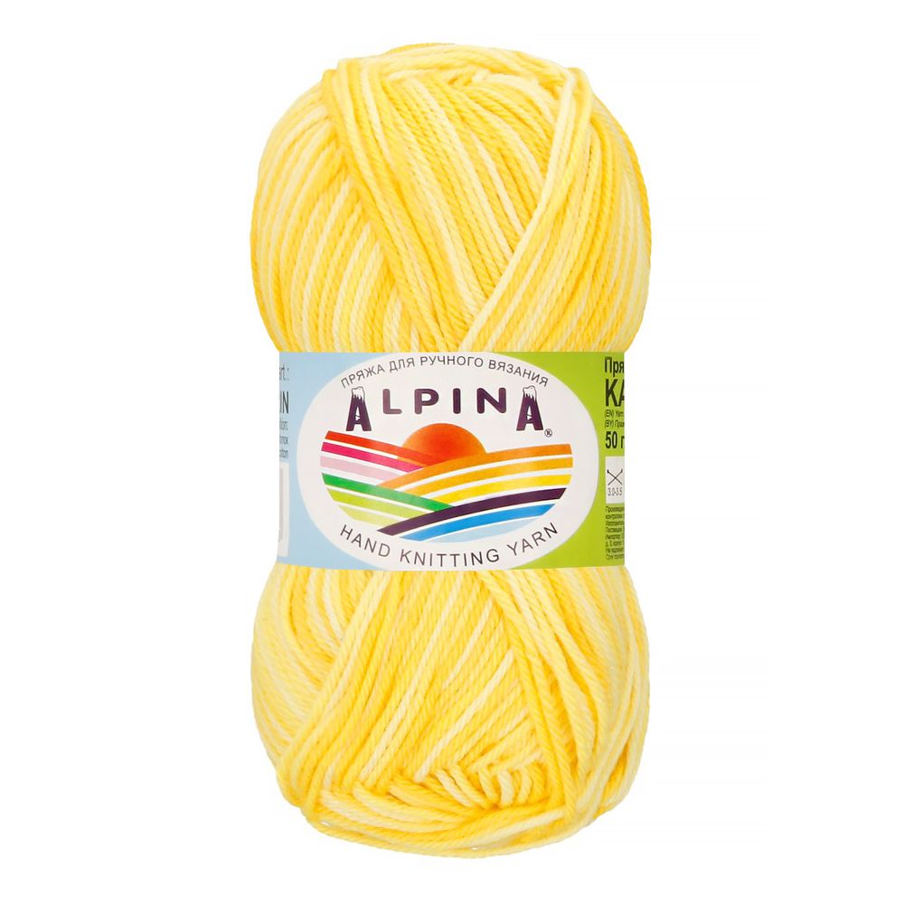 Пряжа Alpina Katrin / уп.10 мот. по 50г, 140м, 046 св.желтый-яр.желтый