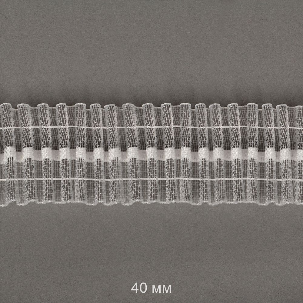 Лента шторная 40 мм сборка: универсальная арт.401-0 цв. прозрачный уп.20м