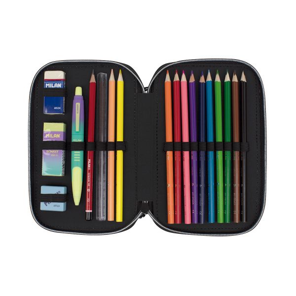 Пенал на молнии двухярусный с наполнением 19,5*13*5 см, 081264SN1GR, Milan 081264SN1GR