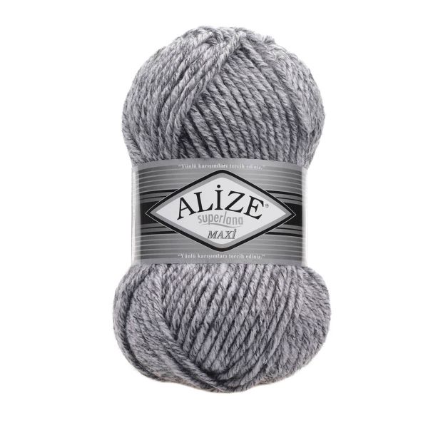 Пряжа Alize (Ализе) Superlana Maxi / уп.5 мот. по 100 г, 100м, 801 серый жаспе A