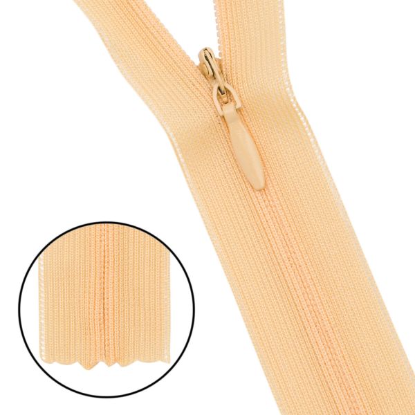 Молния потайная (скрытая) Т3 (3 мм) 1 зам., н/раз., 50 см, нейлон, F118 бл.желтый, 10 шт