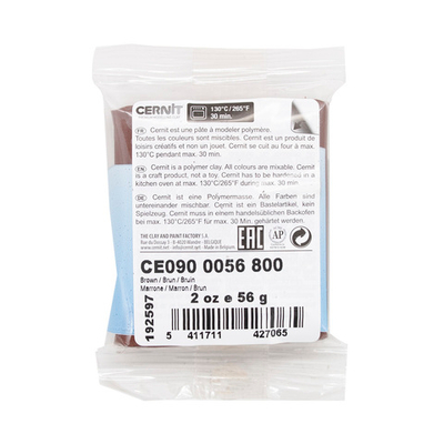 Полимерная глина Cernit №1 запекаемая, классическая 56-62 гр, 800 коричневый