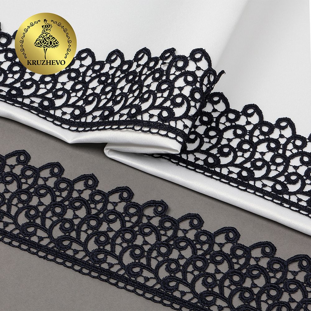 Кружево гипюр (плетёное) 80 мм, TR.8G8386, 01 т.синий, 12м, Kruzhevo