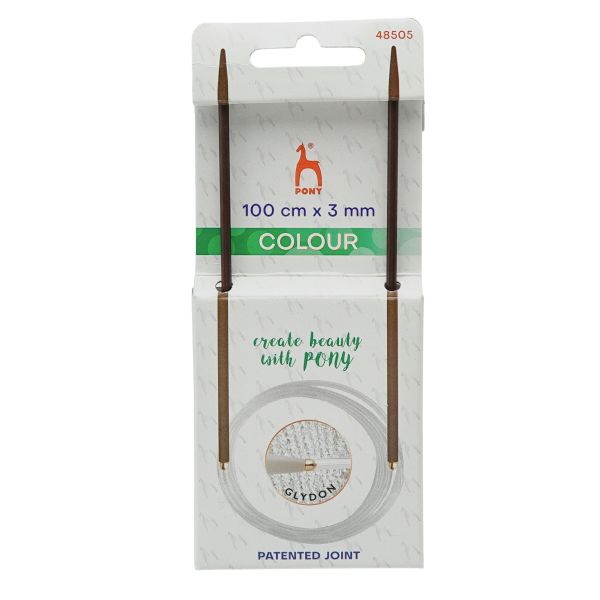 Спицы круговые Pony Colour ⌀3.0 мм, 100 см, алюминий, 48505