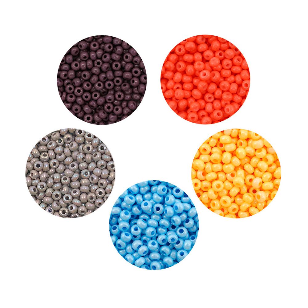 Набор бисера Preciosa 057, 5 цветов по 20 гр, № 10/0 (2.3 мм), диаметр 2,3 мм, 100 гр