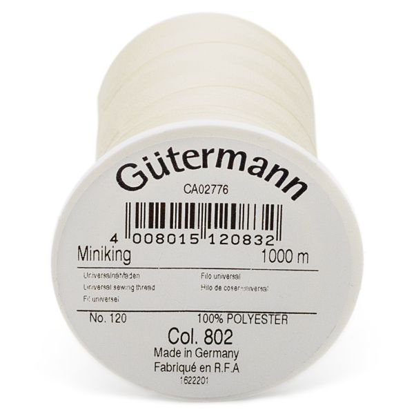 Нитки оверлочные Gutermann Miniking, 1000м, 802 молочно-бежевый, 5 катушек