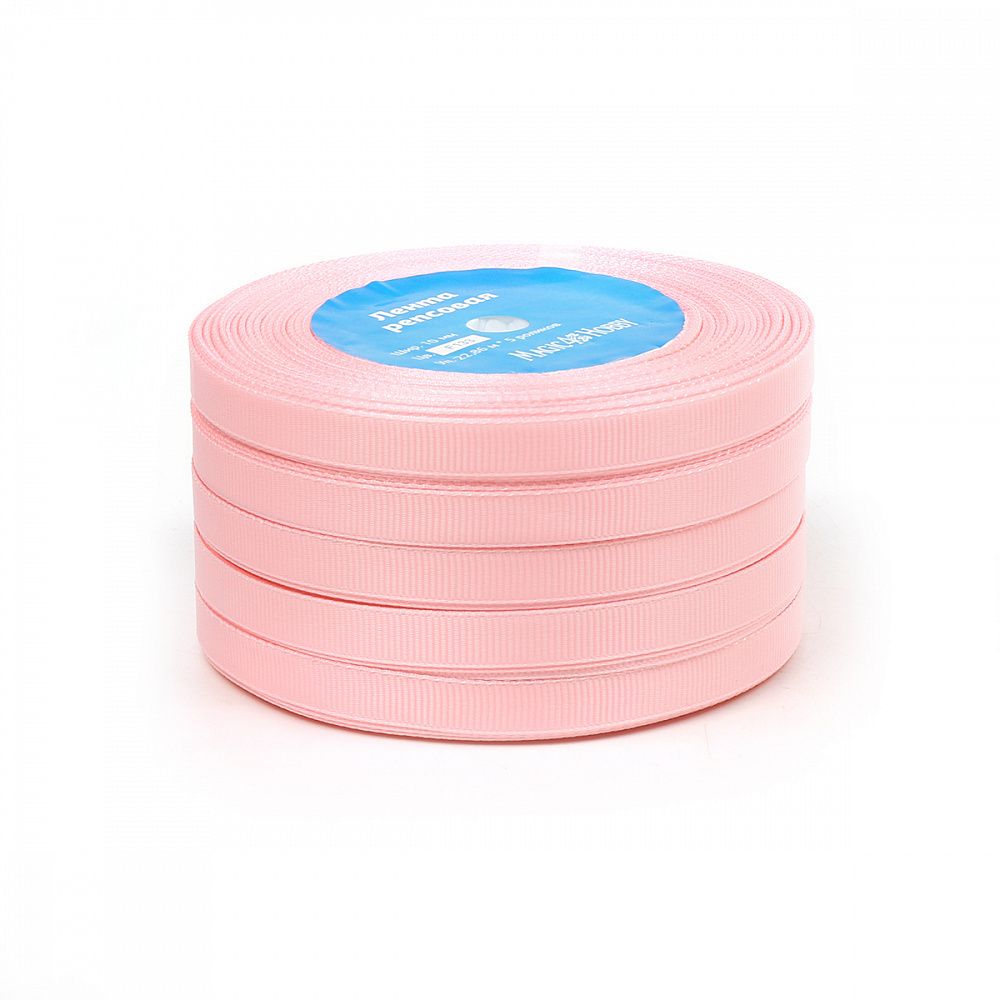 Лента репсовая (в рубчик) 10.0 мм, цв. F133 розовый For Hobby 5 шт по 22.86м (±1м)