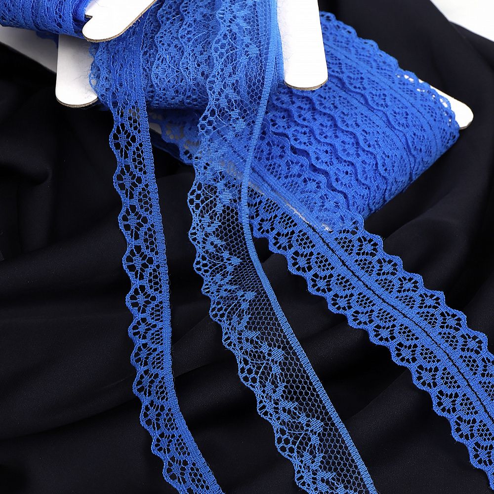 Кружево отделочное в стиле "трикотаж" 20 мм, диз. 1669 цв.11 синий, уп.27,4м