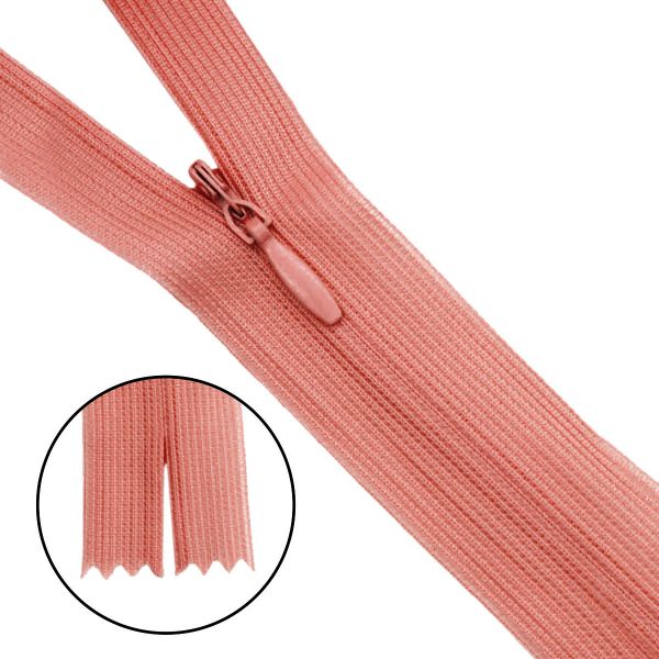 Молния потайная (скрытая) Т3 (3 мм) 1 зам., н/раз., 20 см, нейлон, F156 розовый, 10 шт