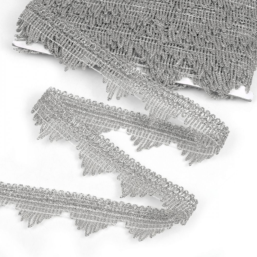 Тесьма отделочная 40 мм, 13-5061 цв.серебро уп.13.71м