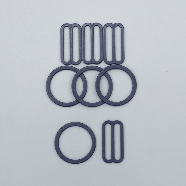 Набор фурнитуры для бюстгальтера металл (кольца ⌀18 мм + регуляторы 19 мм по 4 шт), 061 т.синий, 27782