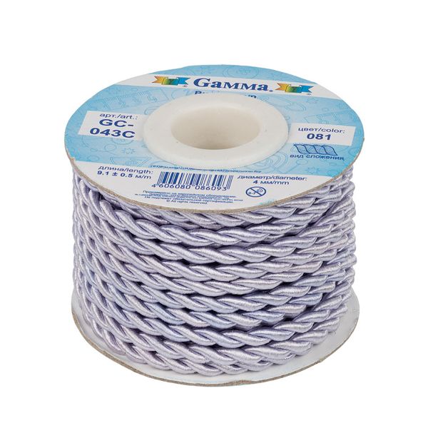 Шнур витой ⌀4.0 мм, 9.1 м, 081 св.фиолетовый, Gamma GC-043C