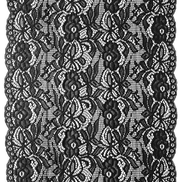 Кружево бельевое эластичное 300 мм / 13.72 м, цв. C580 черный