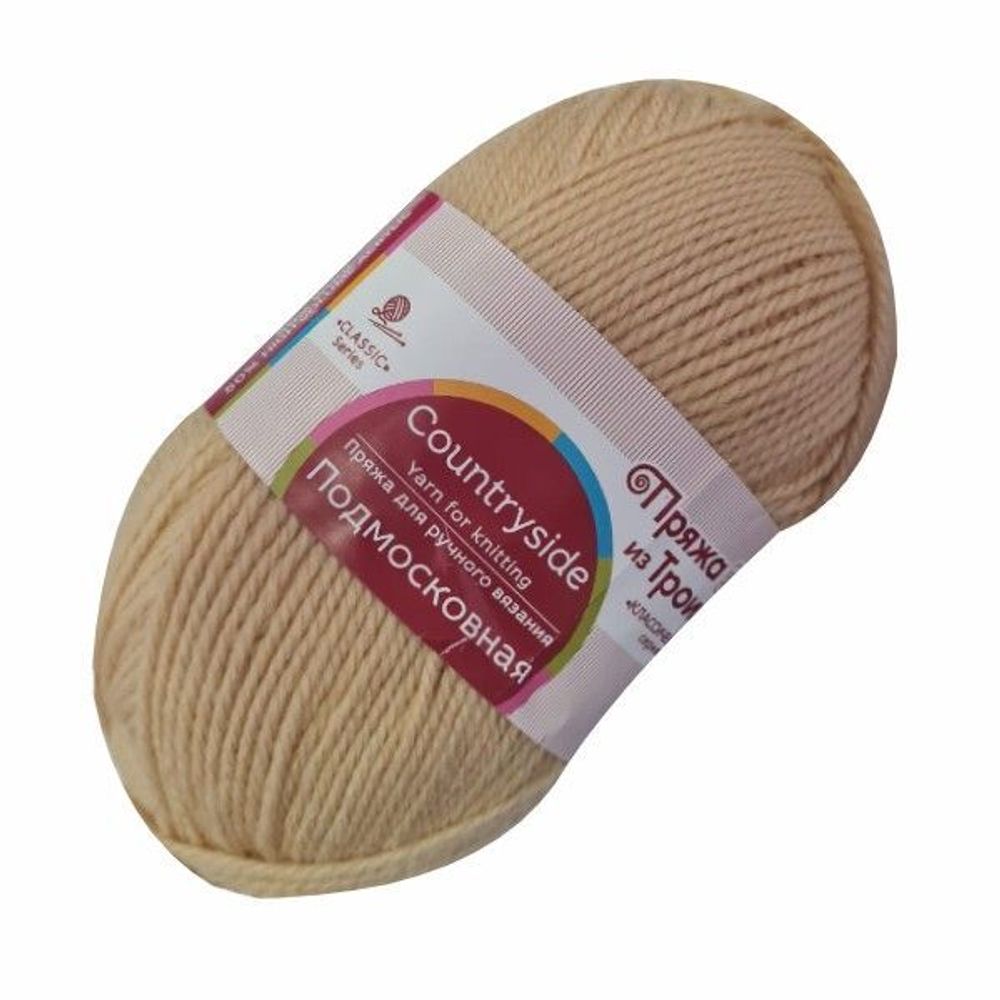 Пряжа Троицкая Подмосковная / уп.10 мот. по 100 г, 250 м, 0279 шампанское