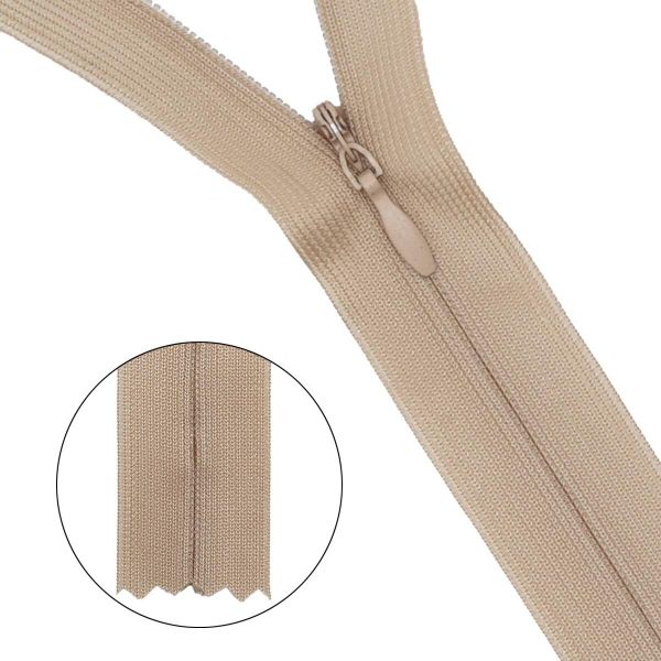 Молния потайная (скрытая) Т3 (3 мм) 1 зам., н/раз., 20 см, нейлон, 127 бежево-серый, 10 шт