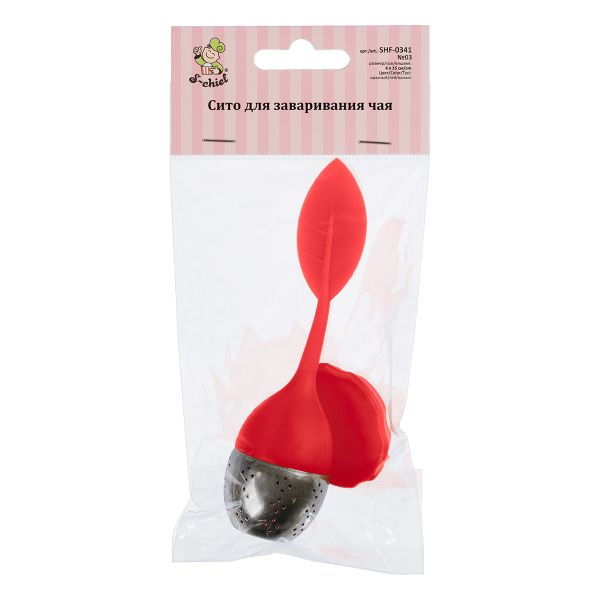 Сито для заваривания чая 4х15 см, 1 шт, №03 красный, S-Chief SHF-0341
