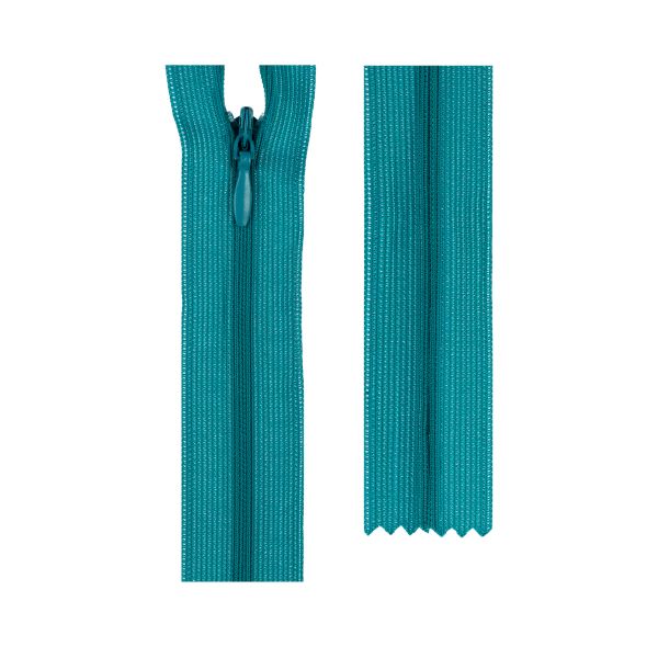 Молния потайная (скрытая) Т3 (3 мм) 1 зам., н/раз., 50 см, пластик, 203 т.бирюзовый, G013P Gamma, 10 шт