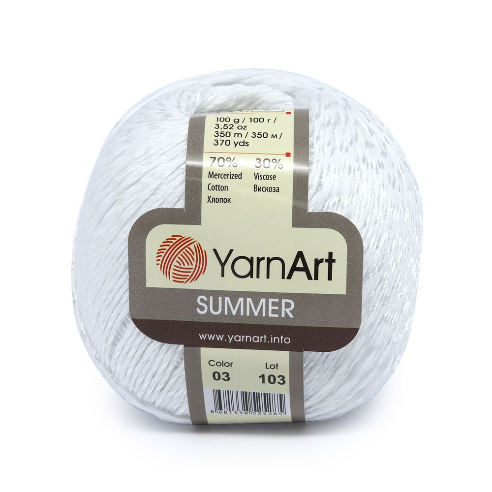 Пряжа YarnArt (ЯрнАрт) Summer / уп.4 мот. по 100 г, 350м, 03 белый