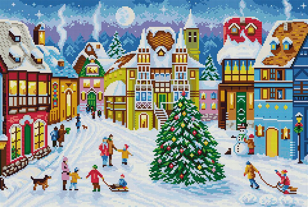Алмазная (кристальная) мозаика Фрея, Зимний Городок, 37х55 см