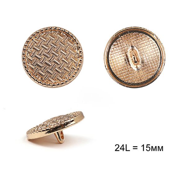 Пуговицы на ножке металл С-ME334 цв.золото 24L-15мм, 24 шт