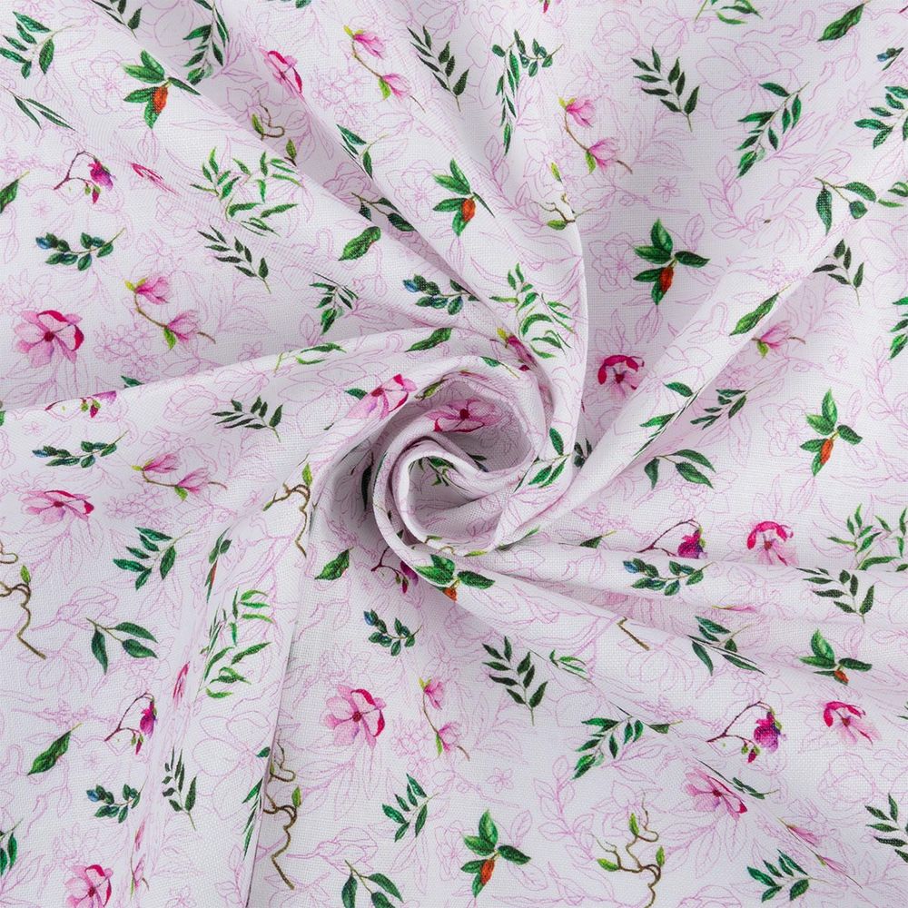 Ткань для пэчворка Peppy Прекрасные магнолии 50х55 см, 140±5 г/м², ПМ-01 белый